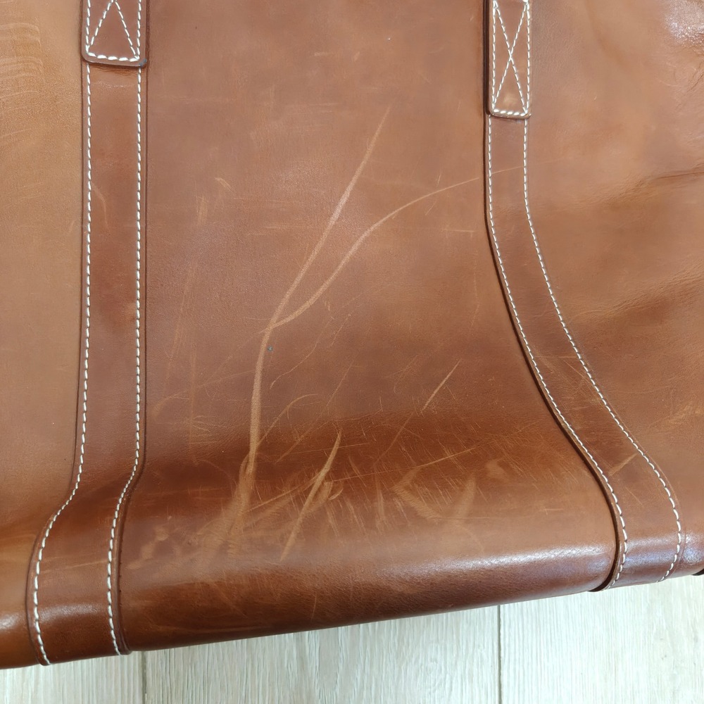 Mulholland Tote Bag OS Brown Leather Contrast Stitching Large Shoulder Bag - Picture 7 of 11